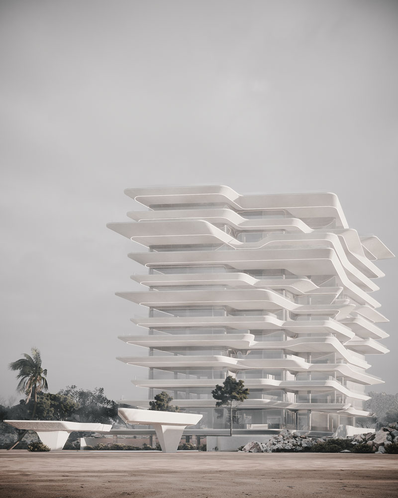 Details and images of Fluid Beach Tower , Apartment architecture project, which is Concept. design and development in 2024 by MRK Office.